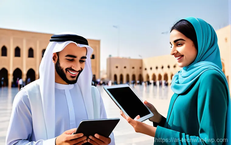 테크노사피엔스와 소셜 미디어의 역할 - **Prompt:** A dynamic and inspiring scene depicting diverse young Arab individuals (male and female)...