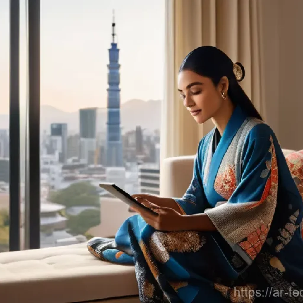 테크노사피엔스의 문화적 다양성 - **Digital Cultural Fusion: A Global Explorer**
A young Arab woman, dressed in a contemporary yet...